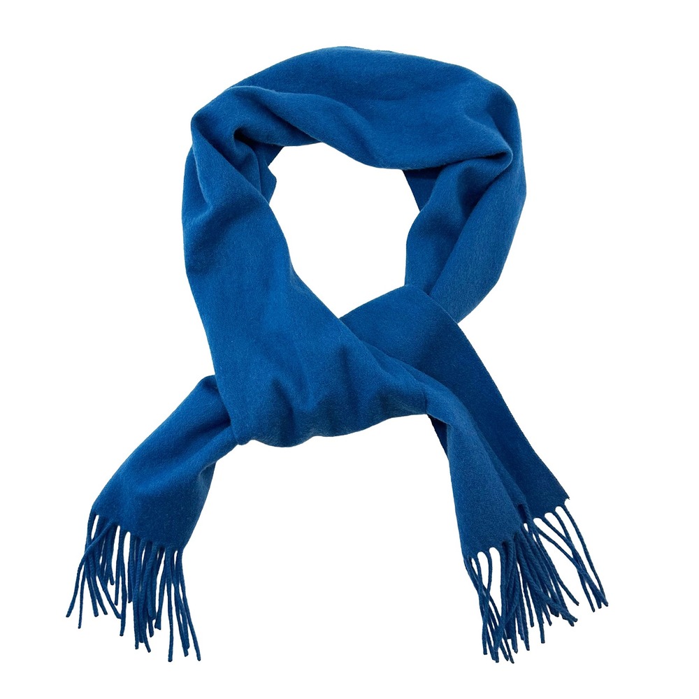 ENZO MANTOVANI Wool‎ & Cashmere Fringe Scarf • blue - Picture 2 of 4